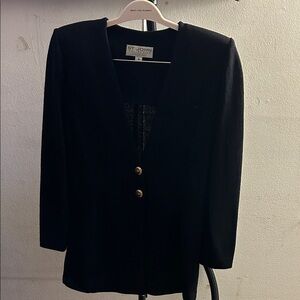 St. John Black Blazer with Gold Buttons